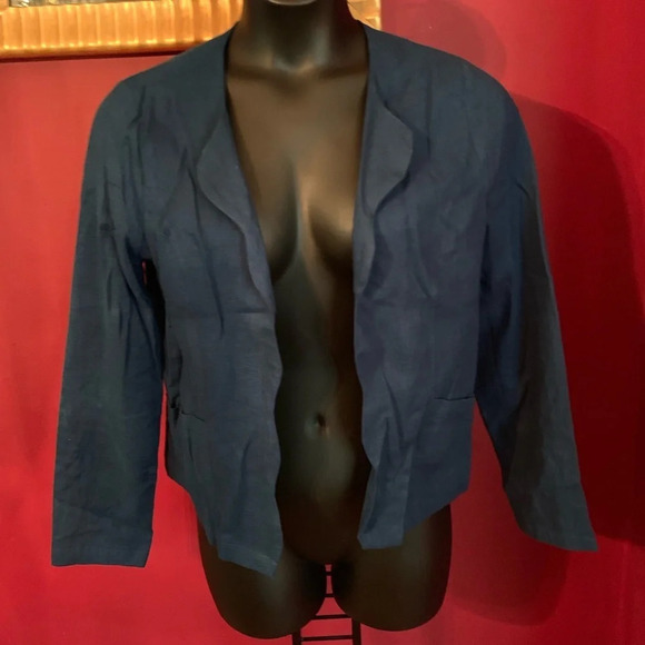 Just Fab linen blend open-front blazer - Picture 1 of 6